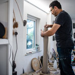 Ashraf Hanna at work in his studio 2019